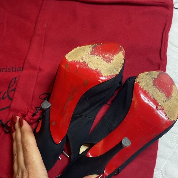 Christian Louboutin Black Patent Leather Stiletto Heels, US8 - Picture 7 of 10